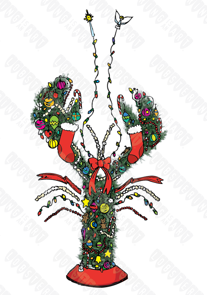 12 Pack "Lobster Christmas Tree" Note Cards - Lobstering Is An Art
