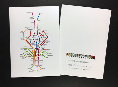 "NYC Lobster Subway" Note Cards