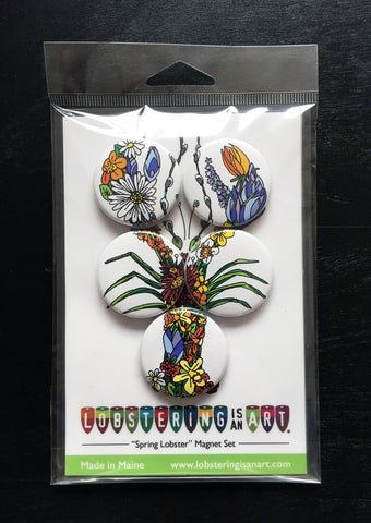 "Spring Lobster" 5 Piece Magnet Set